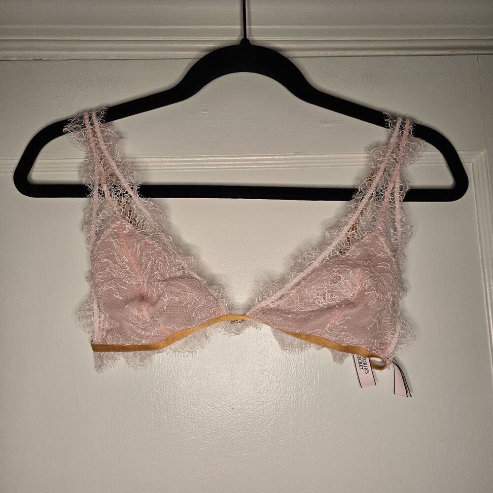 Victoria’s Secret Lace Bralette Womens Small Pink Adjustable Straps Wireless Bra